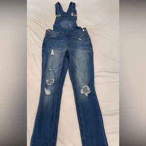 Refuge Blue Distressed Denim Overalls